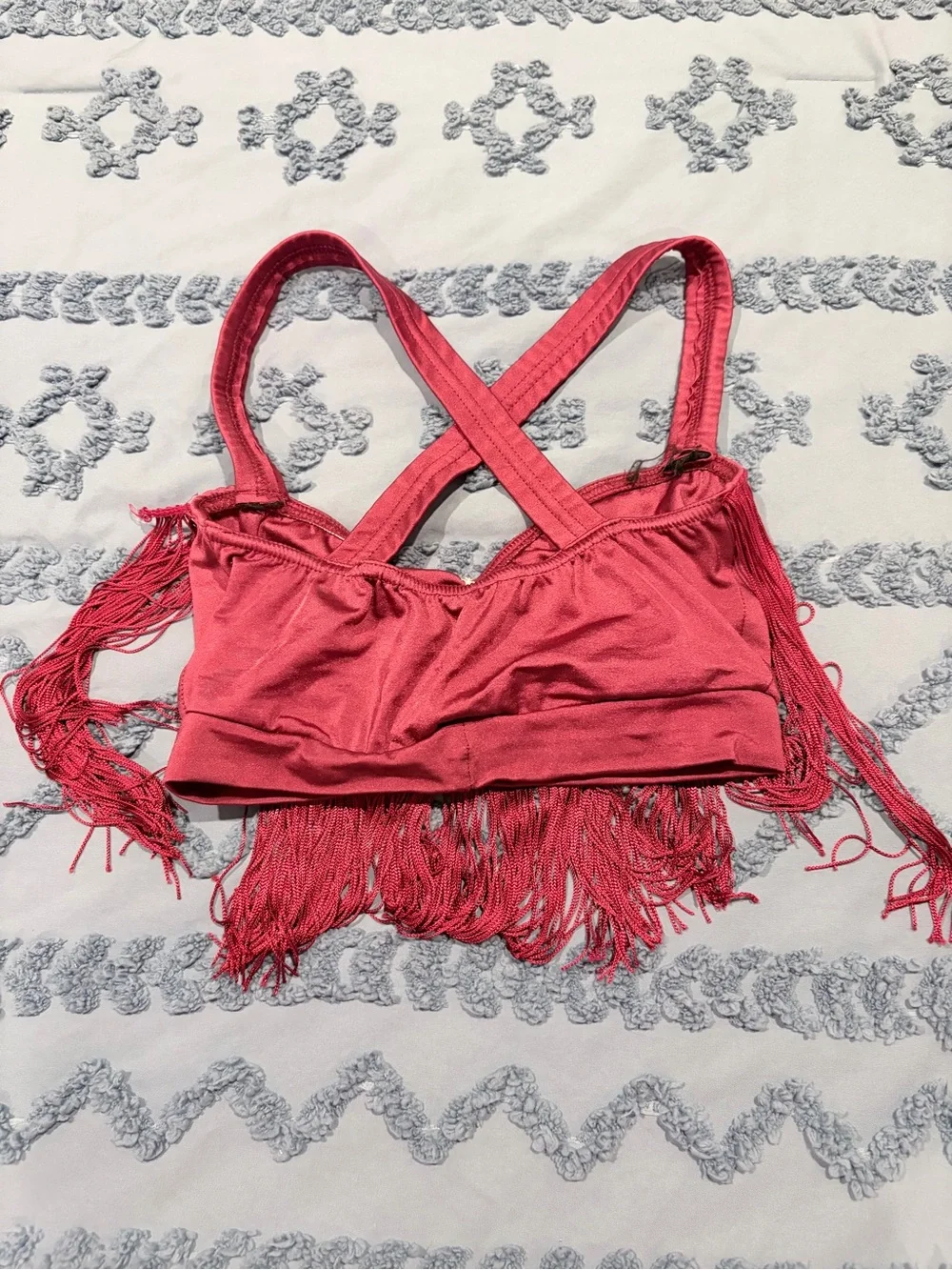 Kellé Let Yourself Go Burgundy Fringe Dance Crop Top Teen